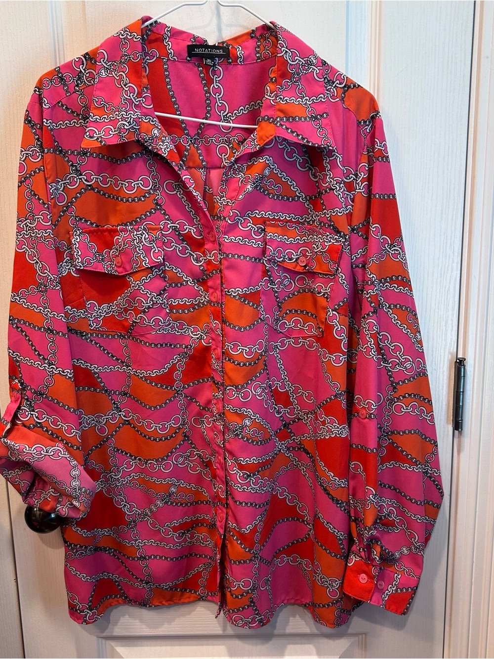 Lot Of 2 Women’s Long Sleeve Notations Brand Button Up Size XL Blouses - Picture 2 of 10